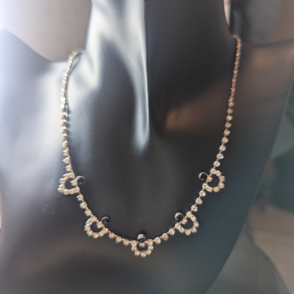 Christina Collection Rhinestone Necklace Black Clear Prom  Wedding Guest Event